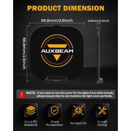 Auxbeam Pod Light Covers, 3 Inch Color Play Series Off-Road Protective Cover, Black Square Light Pod Cover, (Fit for ZD000865, ZD000866, ZD000867), 2PCS