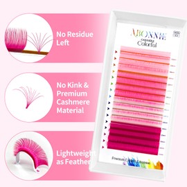 Colored Lash Extensions, Easy Fan Lash Extensions 0.07 D Curl Colored Lash Extensions,Color Lash Extensions,12-15mm Mix Volume Lash Extensions, Lash Fan for Lash Extensions(0.07-D-Pink Ombre 12-15)