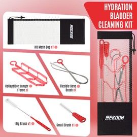 Feekoon Reservoir Hydration Bladder Cleaning Kit, Water Bladders Cleaner Set Includes Brushes, Drying Collapsible Frame and Carrying Bag, Water Reservoir Cleaning Tools for Hydration Backpack(1 Set)