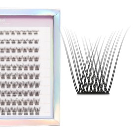 MANY BEAUTY False Eyelash Clusters "Mermaid" Pack of 140 - Single Eyelash Extensions Set 8-14 mm - Cluster Lashes for Eyelash Extension - V-Braiding Artificial Eyelashes (CC)
