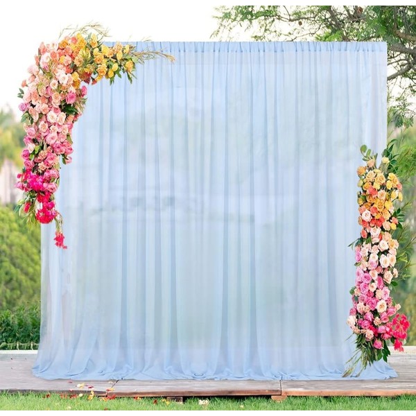 Baby Blue Chiffon Backdrop Wedding Photo Backdrop 10x10ft Sheer Backdrop
