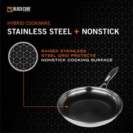 Black Cube Frieling Quick Release Cookware Fry Pan - 9.5-Inch - Non Stick Frying Pans - Quick Release Pans - Stainless Steel Non Stick - Stainless Fry Pan Hybrid Cookware