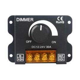 ESann DC 12V 24V 30A 720W Adjustable Brightness Lamp Bulb Strip Driver Single Color Light Controller LED Light Rotary DimmerColor: Black, Input Voltage(V): DC 12~24V, Lamp Power(W): Max720W (24V), Model Number: ES-LC-DIM-008