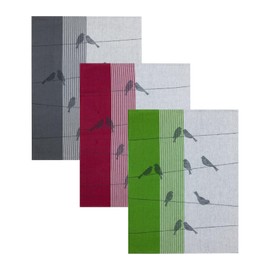 Kracht Pack of 3 half-linen tea towels migratory birds 50 x 70 cm