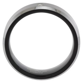 6mm Black Tungsten Diamond Wedding Ring for Him & Her Two-tone Beveled Edges Comfort fit, size 6.5