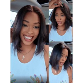 Nadula Yaki Straight Bob Drawstring Wig Human Hair Glueless Pre Cut 7x5 HD Bye Bye Knots Lace Front Wig Pre Plucked Invisible Knots Ready to Wear Short Light Yaki Bob Wigs 150% Density 12inch