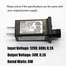 8 Mode Light LED Transformer 30V LED Controller Class 2 Power Supply, Low Voltage Transformer US Plug Adapter Replacement for String Light, not Fit for 8 Mode with Control Box and 1 Mode String Light