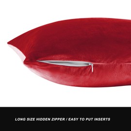 GIGIZAZA Velvet Red Cushion Covers 24 x 24 Inch Large Square Decorative Throw Pillowcases 60 x 60cm for Sofa Bedroom Living room 2 pack Cinnamon