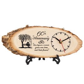 BeauGift 60th Anniversary Wedding Gifts for Parents Him Her, 60th Wedding Anniversary Clock Gifts for Husband Wife, 60th Anniversary Decorations Wooden Clock