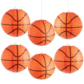 Easy Joy 6 PCS 8'' Basketball Party Decorations Basketball Lanterns Basketball Paper Lanterns Basketball Hanging Lanterns Creative Football Party Decorations