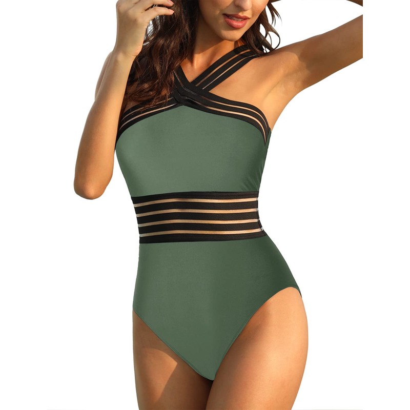 Mycoco Traje de baño de una Pieza con Cuello Alto