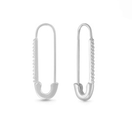 Boma Jewelry Sterling Silver Safety Pin Hoop Earrings (Silver)