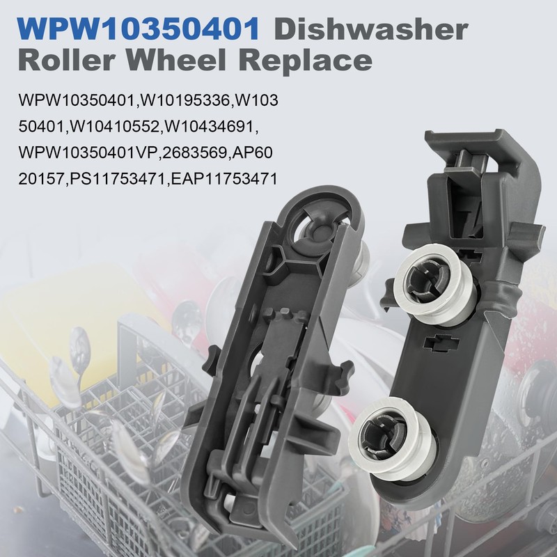 Romalon W10350401 Dishwasher Upper Rack Roller Wheels fit for Whirlpool