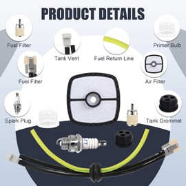 Podoy SRM210 Air Filter RePower Kit with Spark Plug Primer Bulb Fuel Line Hose Compatible with Echo SRM225 GT-200R PE-200 PPF-210 SRM-210 SRM-210SB SRM-211 SRM-2100 SRM-2400 GT-2000