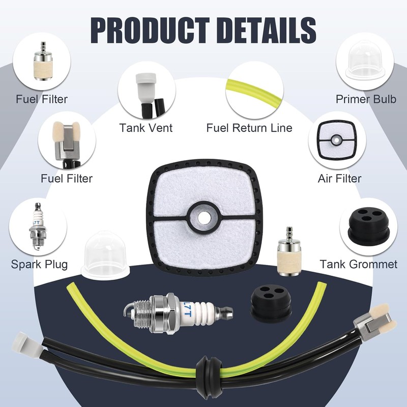 Podoy SRM210 Air Filter RePower Kit with Spark Plug Primer