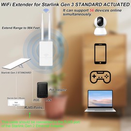 Outdoor Starlink WiFi Extender for Starlink Gen 3 Router, Starlink Signal/WiFi Repeater, 300Mbps 0.3KM Signal Coverage, IP65 Waterproof, Up to 56 Devices for Farm/Yard/RV (ET006)