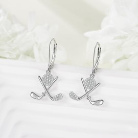 Golf Earrings 925 Sterling Silver GolfBall Earrings Dangle Golf Jewelry Player Birthday Gifts Christmas Gifts for Women Golf Lovers