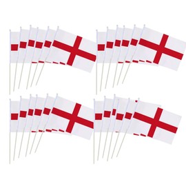 50 Pieces Small England Flags on Sticks Mini St George Flags English Hand Flag UKInternational Match Celebration Parade Supplies Match Cheering Waving UK Flags Garden Flags Party Decorations