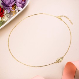 EVER FAITH Side Choker Lucky Hamsa Hand of Fatima Evil Eye 925 Sterling Silver Necklace Jewellery for Women Girls, Sterling Silver