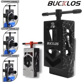 BUCKLOS Bicycle Saw Guide Fit Road Mountain Bike Fork Steerer Handlebar Seatpost - Black