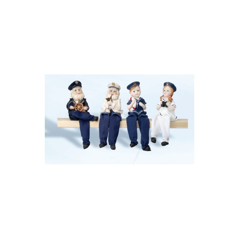 Set of Four Young & Old Sailor Nautical Figurine Decorations