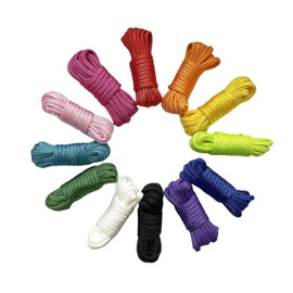 Paracord Rope, Tent Rope, 0.2 inch (4 mm), Length 16.8 ft (3 m), Set of 12 Colors, DIY Tools, Outdoor Use, Gardening Rope, Stylish, Multi-functional Bracelet
