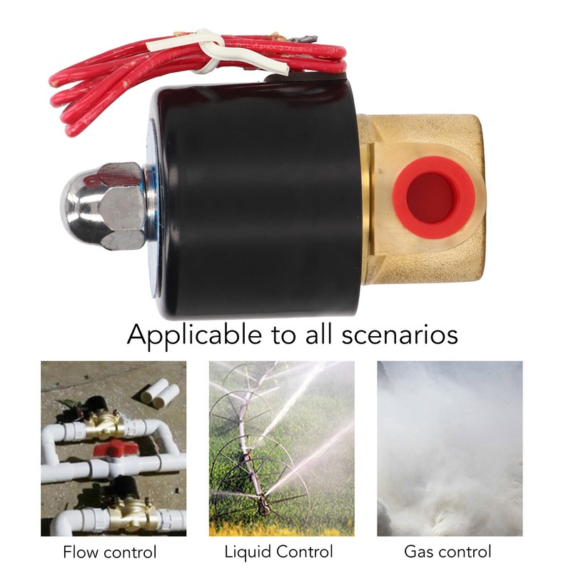 Brass Electric Solenoid Valve 2W025‑08 Normally Closed 1/4in 2 Position
