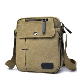 Bolso Lona Hombre Casual Viaje Compras Hombro Cruzada Multiuso (Khaki)
