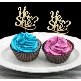 He or She - Decoración para magdalenas, juego de 12 unidades