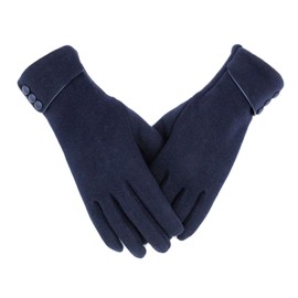 Tomily Guantes de forro polar con pantalla táctil para mujer, resistentes al viento, para invierno, Azul marino, Talla única