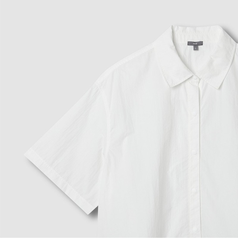 JAJU [JAJU] Women's Crisp Short-Sleeve Shirt_White