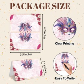 Pink Masquerade Place Cards -25pcs Tent Cards, Masquerade Table Place Card For Birthday Party Dinner Wedding, Birthday Activity Tent Name Place Cards For Table Setting, Easy Folding, A05