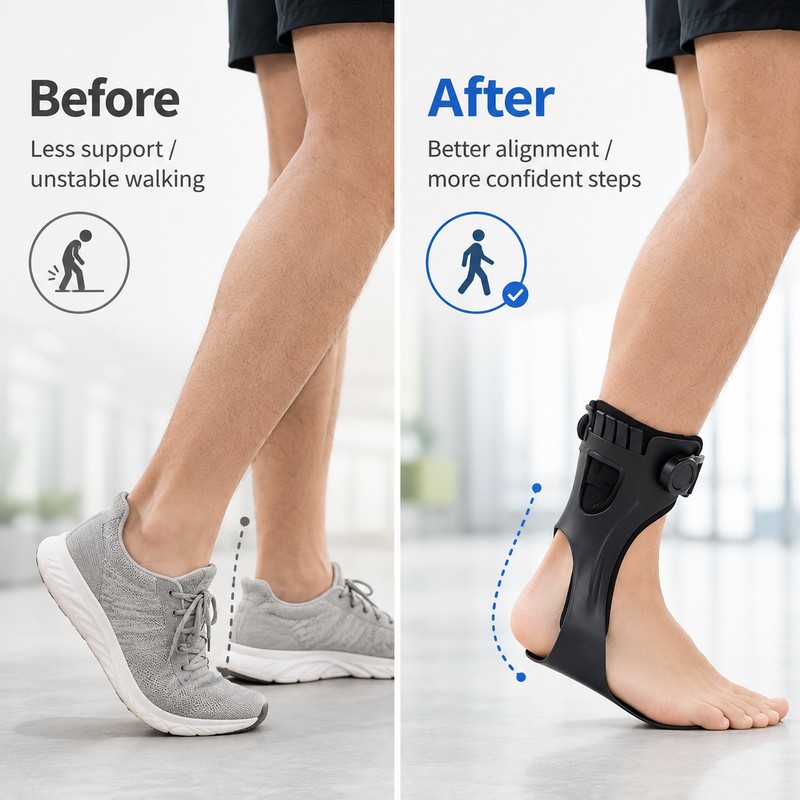 AFO Foot Drop Brace for Walking Support – Adjustable Breathable