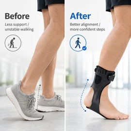 Foot Drop Brace for Walking – Adjustable AFO Ankle-Foot Support for Shoes, Black