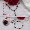 yomlry 3Pcs Black Rose Jewelry Silver and Black Jewelry Set