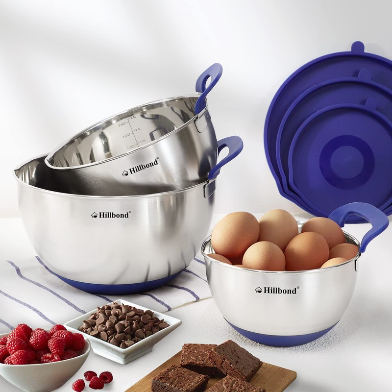 Hillbond Mixing Bowls with BPA Free Airtight Lids Stainless Steel