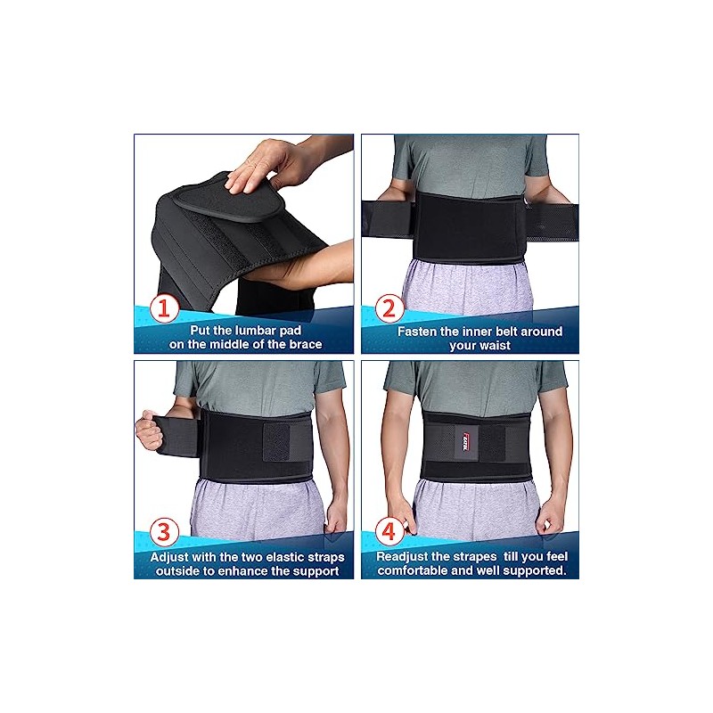 FEATOL - Cinturón de apoyo lumbar para dolor de espalda,