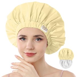 Years Calm Gorros Ducha Reutilizables Impermeables Mujer Cabello Diseño Elástico Doble Capa Todo Tipo Peinados Ideales Viajar Amarillos