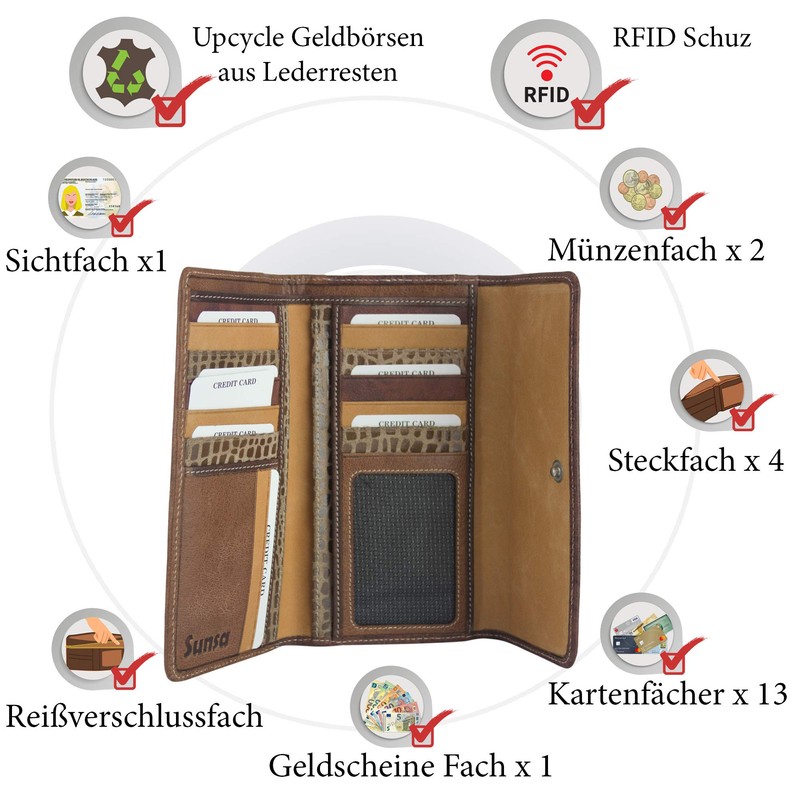 Sunsa Women's Leather Wallet Large Wallet with RFID Protection Wallet