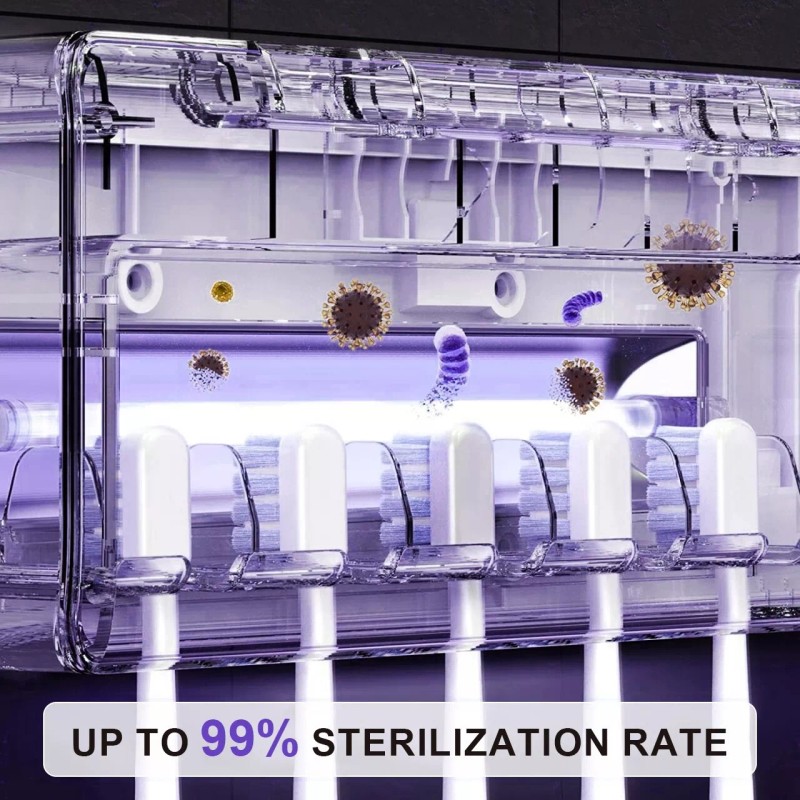 LagomLF UV Sterilizer Toothbrush Holder Cleaner +Automatic Toothpaste Dispenser for