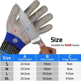 Txeouse Cut Resistant Gloves, Cut Resistant Gloves with Protection Level 9 Stainless Steel Wire Work Gloves for Peeling Ostrik Kitchen Gardening Wood Cutting (XL)