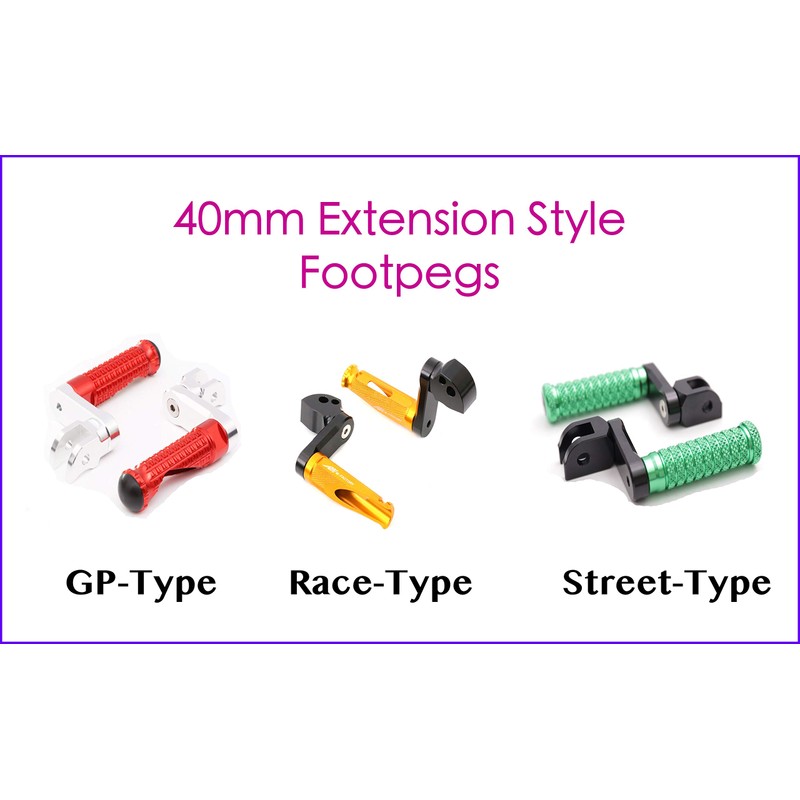Autobahn88 Motorcycle Footpeg (Front/Rider - GP-Type with 25mm-Extension), compatible with