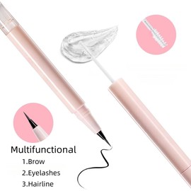 Waterproof Eyebrow Pencil with Fine Tip, 2-in-1 Brow Pen and Sealing Brow Gel, Smudge-Proof, Lightweight and Non-clumping, Eyeliner, Hairline Pencil (Dark Brown)