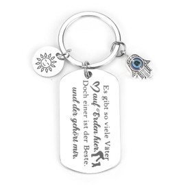 OBEISN Stainless Steel Keyring for Women, Long Rectangular Pendant with Heartfelt Saying for Dad, Perfect as a Small Birthday Gift for Father, Practical Gifts, silver