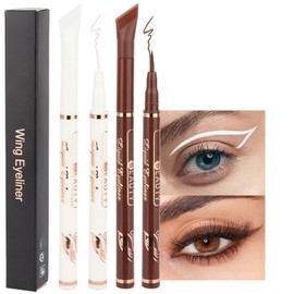 Erinde 2PCS White Brown Liquid Eyeliner with Eyeliner Stencils, Waterproof Eye Liners Pen, Long-Lasting eyeliner liquid liner, Quickly Dry, Smudgeproof, Longwearing with Ultra-Fine Tip (#10#11)