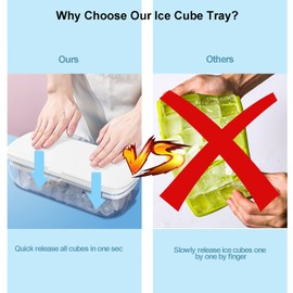Ice Cube Tray with Lid, Food-Grade Ice Cube Moulds, Release All Ice Cubes in One Second, Reusable 48 Ice Cube Tray(White)
