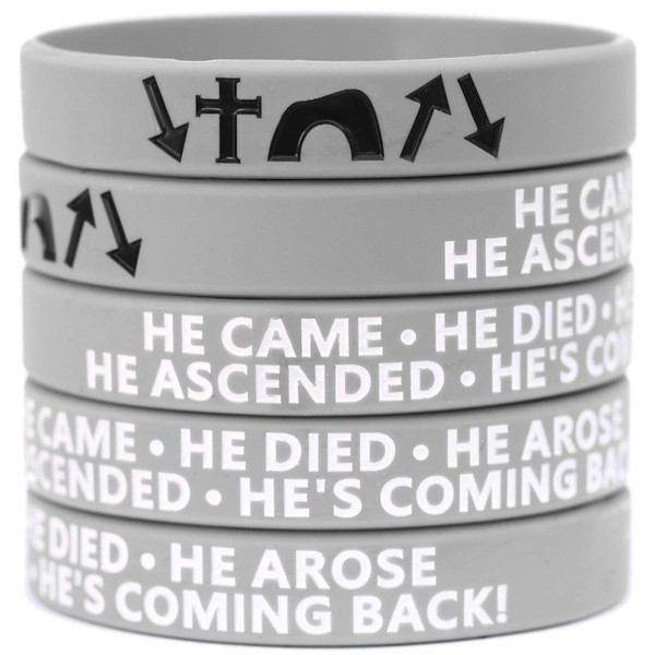 Five (5) He Came Died Arose Ascended Coming Back Wristbands