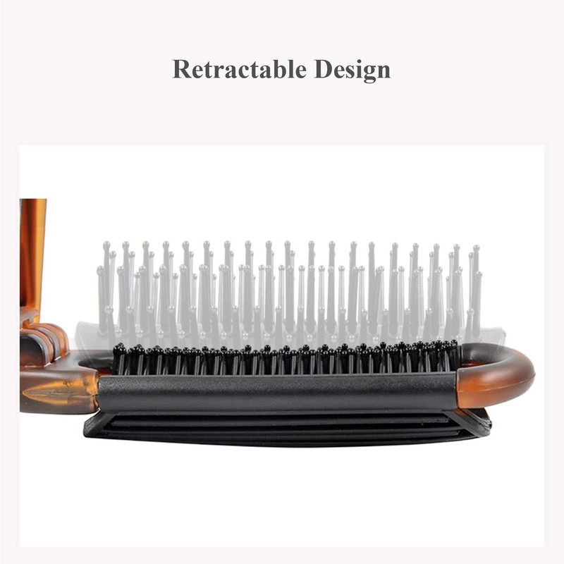 Ancable Folding Hair Brush with Mirror Compact Pocket Size for