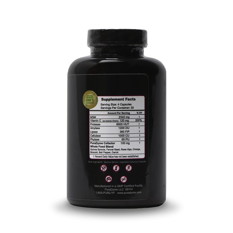 PuraDyme MSM with Cofactor Whole Food Blend – 180 Vegan