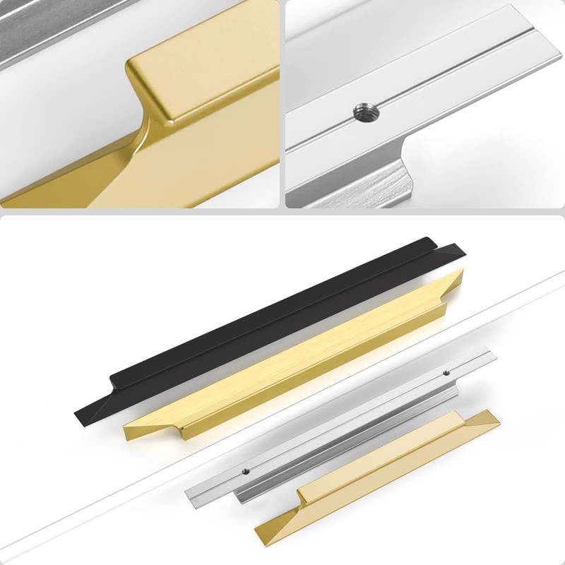 Peaha 10 Pack Kitchen Finger Cabinet Handles Black Edge Pull